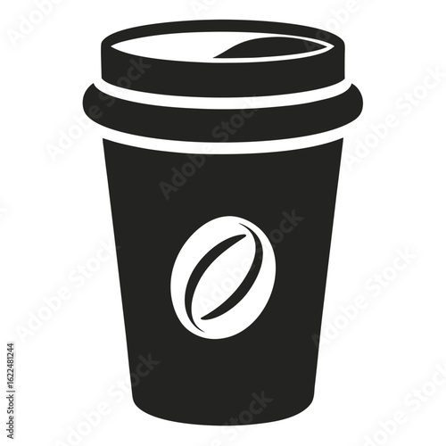 White isolated disposable paper coffee cup icon vector for hot takeaway drink beverage