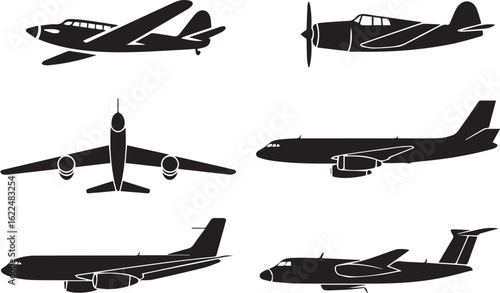 diverse aircraft vector silhouettes in ai eps jpeg png perfect for aviation posters banners and educational materials