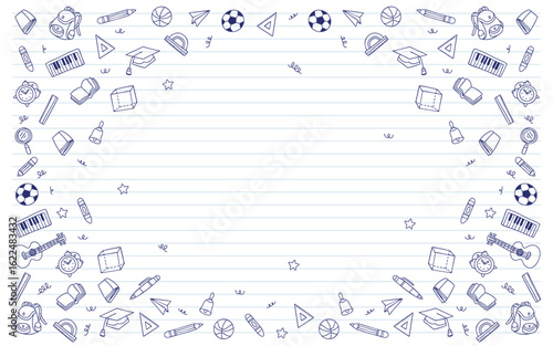 Hand drawn back to school element doodle template vector background