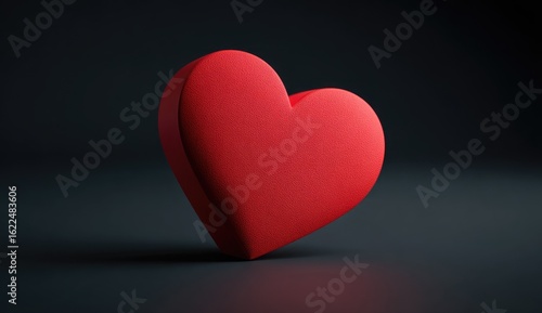 Red heart on dark background