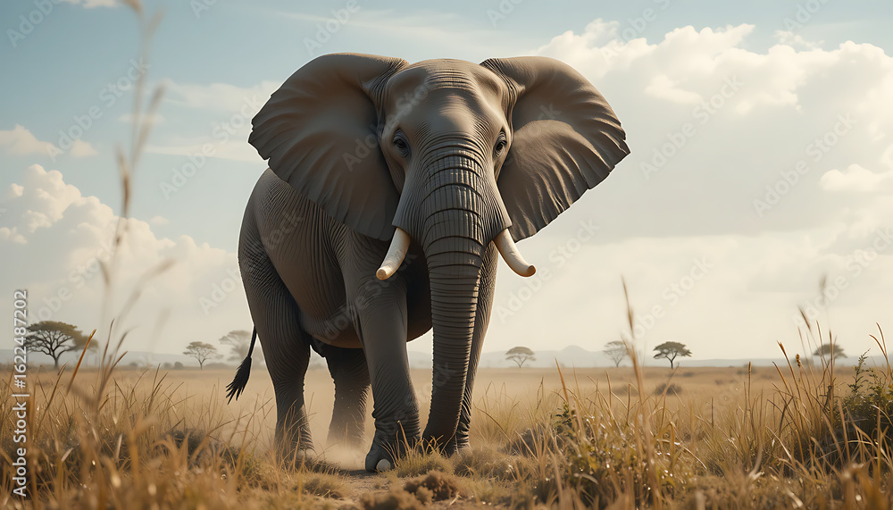 Obraz premium Elephant with zoo, 3d Rendering illustration