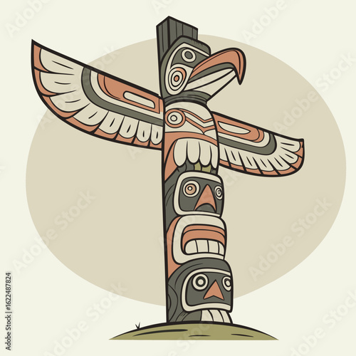 totem pole on the background of the sky