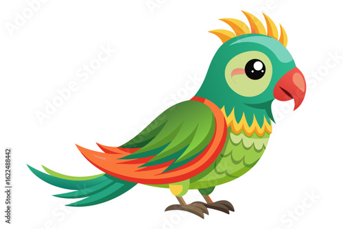 Colorful Cartoon Parakeet Bird Illustration – Blue and Yellow Budgie Clipart