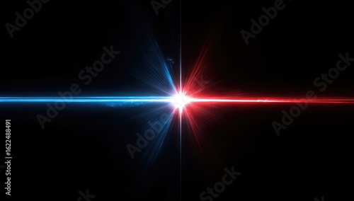 Wallpaper Mural Two opposing beams of light, red and blue, converge and explode in a vibrant burst Torontodigital.ca