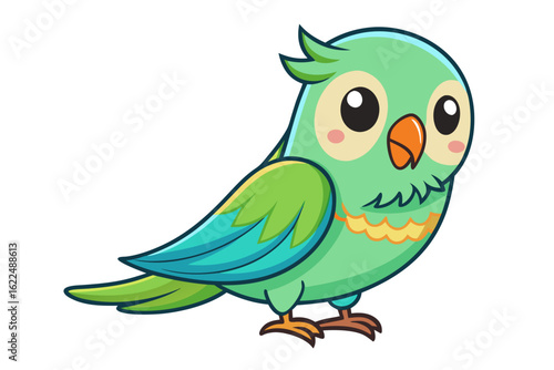 Colorful Cartoon Parakeet Bird Illustration – Blue and Yellow Budgie Clipart