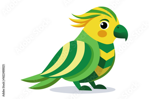 Colorful Cartoon Parakeet Bird Illustration – Blue and Yellow Budgie Clipart