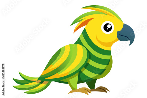 Colorful Cartoon Parakeet Bird Illustration – Blue and Yellow Budgie Clipart