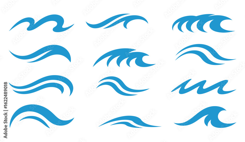 Fototapeta premium blue waves illustration, perfect for a variety of water-related themes. 