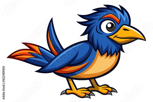 Colorful Cartoon Parakeet Bird Illustration – Blue and Yellow Budgie Clipart