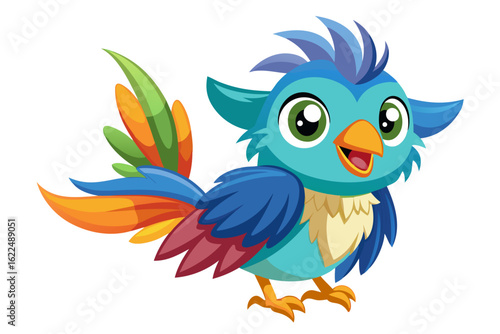 Colorful Cartoon Parakeet Bird Illustration – Blue and Yellow Budgie Clipart