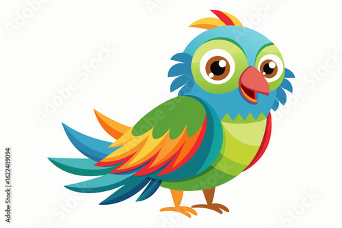 Colorful Cartoon Parakeet Bird Illustration – Blue and Yellow Budgie Clipart