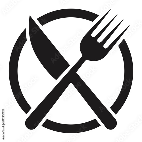 This vector illustration features a no smoking sign and a restaurant menu design with a fork and knife icon, symbolizing a complete dining experience