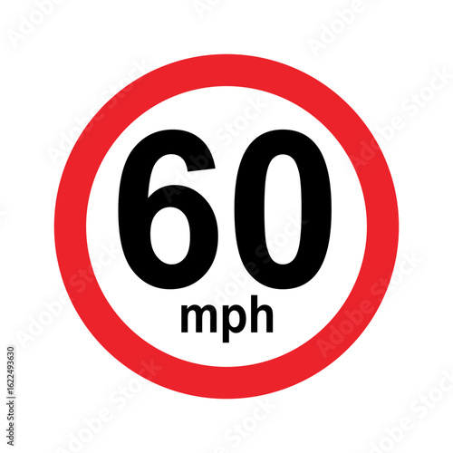 printable speed limit 60 mph road sign vector