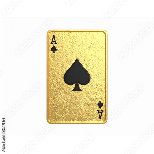 gold black card poker ace isolated on white background. gold black card poker ace isolated. gold black card poker ace isolated 3d render illustration 
