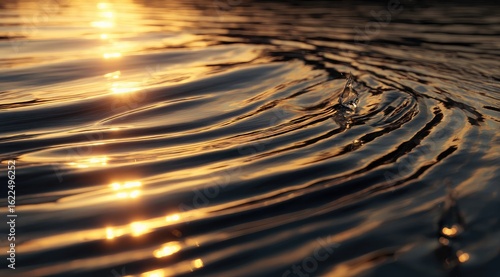 Golden ripples on water surface at sunset