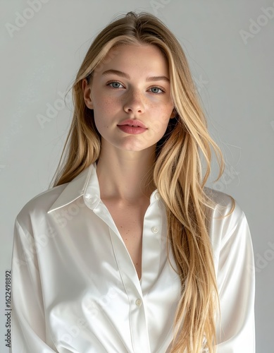 Calm Expression of a Blonde Woman