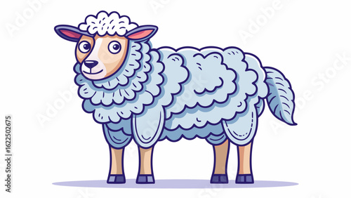 Simple line art of sheep with thick wool outline illustration – stock vector icon in line style 