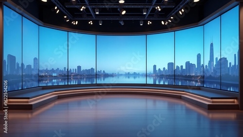 News Studio, Backdrop For TV Shows .TV On Wall.3D Virtual News Studio Background, 3d illustration