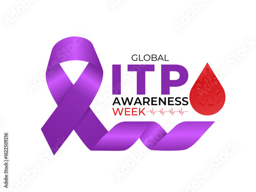 ITP Awareness Week is dedicated to raising awareness about Immune Thrombocytopenic Purpura  a rare autoimmune bleeding disorder characterized by low platelet counts. Banner poster and background.