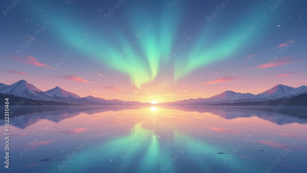 Obraz premium Night Sky Aurora Landscape Photo