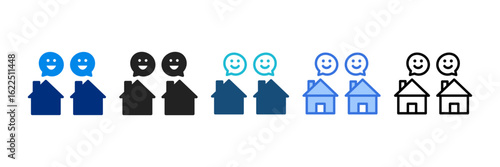 Neighborhood  Icon Set Multiple Style Vector Illustration	