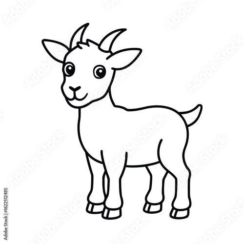 Cartoon baby goat with small beard and expressive eyes in minimal animal character style