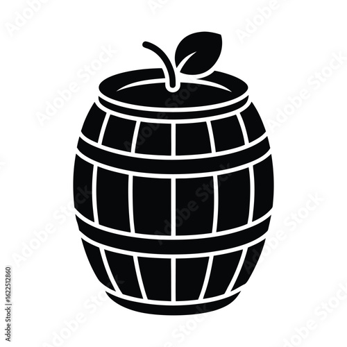 flat barrel icon with apple