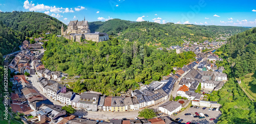 Aerial view of Vianden Castle in Luxembourg	