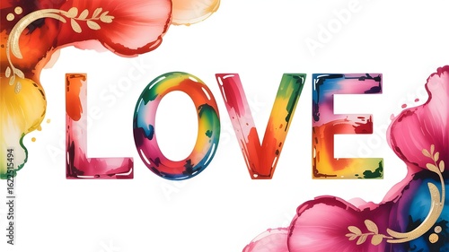 Love typography with white background.