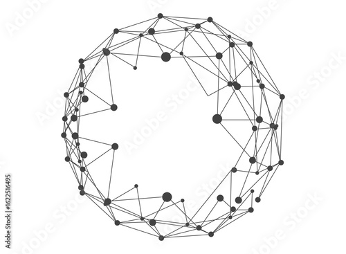 Globe with lines and dots. Connection concept design. PNG
