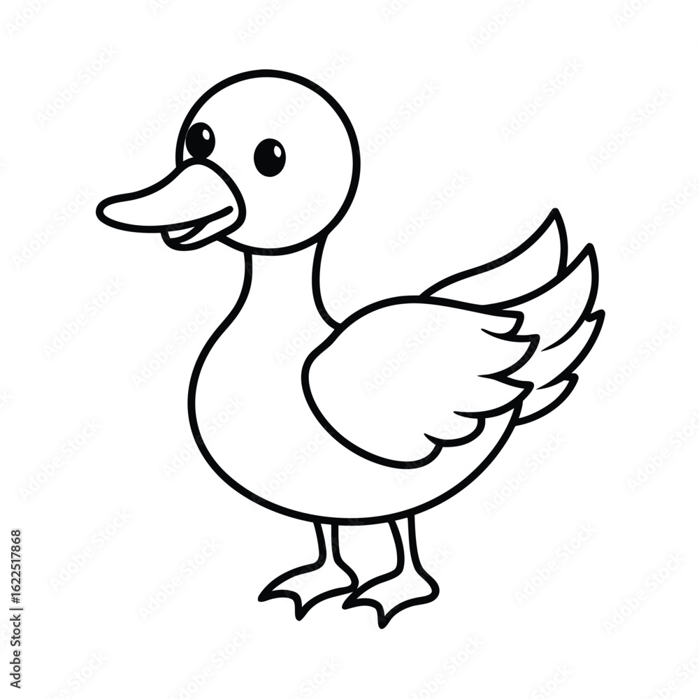 Cute cartoon duckling with big eyes and outstretched wings in minimal style design Cute cartoon duckling with big eyes and outstretched wings in minimal style design