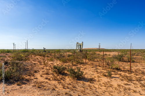 Scenery with Oil Pump at Odessa Meteor Crater, Texas, USA