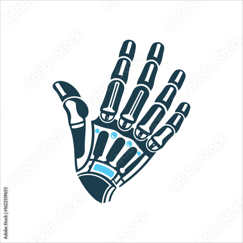 3D Printed Prosthetic Hand Vector Illustration Prosthetic Hand 3D Printed Articulated fingers lightweight frame