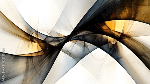 Abstract Swirling Black Gold Lines Art Background