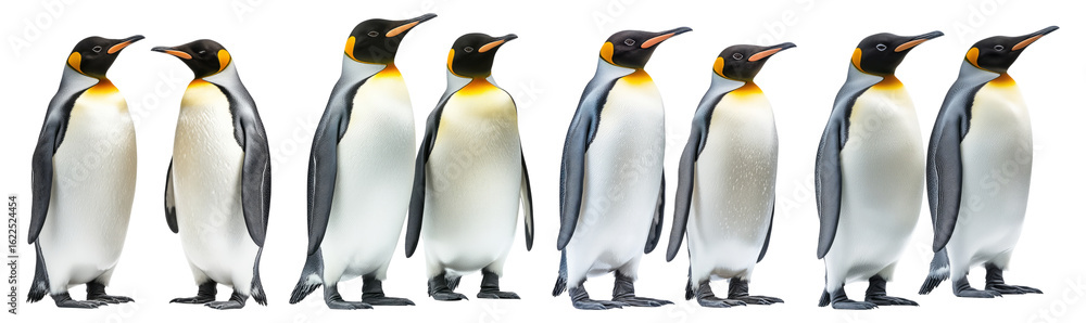 Fototapeta premium Group of Seven Charming Emperor Penguins Standing in a Line