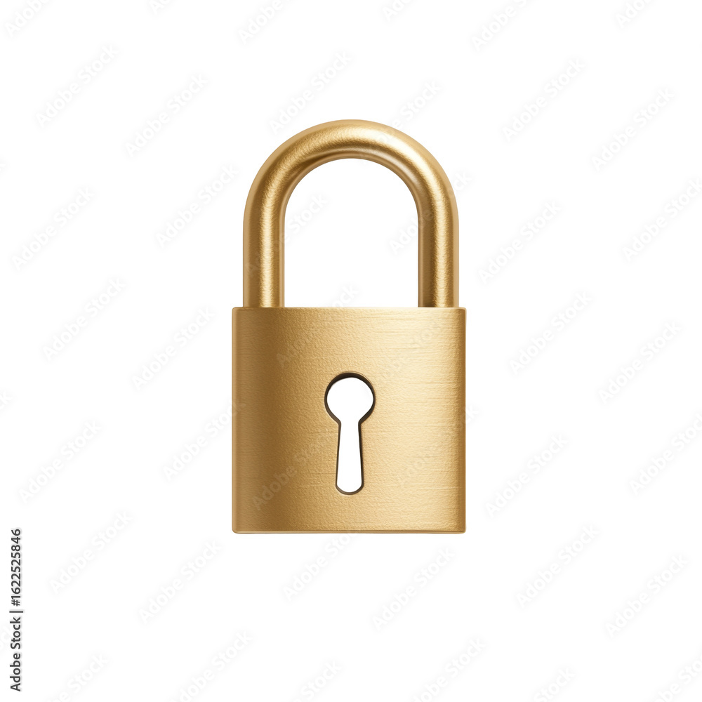 Naklejka premium Gold padlock with keyhole on white background