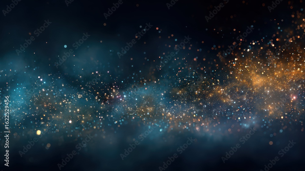 Fototapeta premium Glowing Celestial Dust Particles in a Dark Background Scene