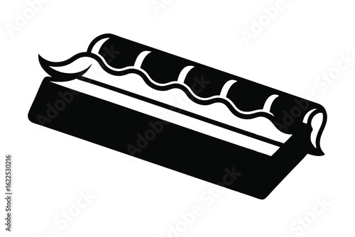 Stylized Black Silhouette of a Sushi Roll Topped With Wavy Mayonnaise Icon