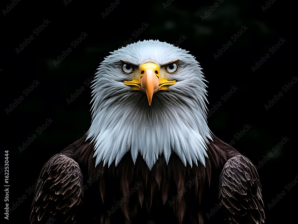 Obraz premium Majestic Bald Eagle Portrait Dark Background Wildlife Photography