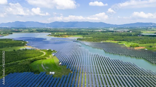 Aerial photography of solar photovoltaic scene on the mountain