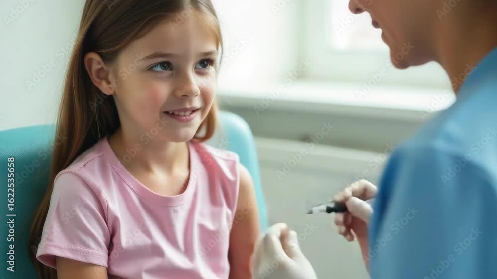 A young child having her teeth checked by a pediatric dentist A young child having her teeth checked by a pediatric dentist
