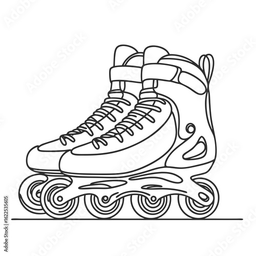 Rollerblades pair in a minimalist outline design  