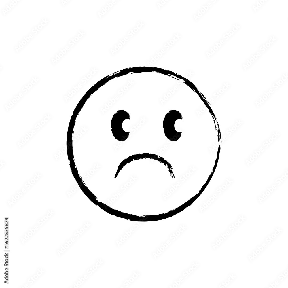 Fototapeta premium face emoji icon with sad expression isolated on transparent 