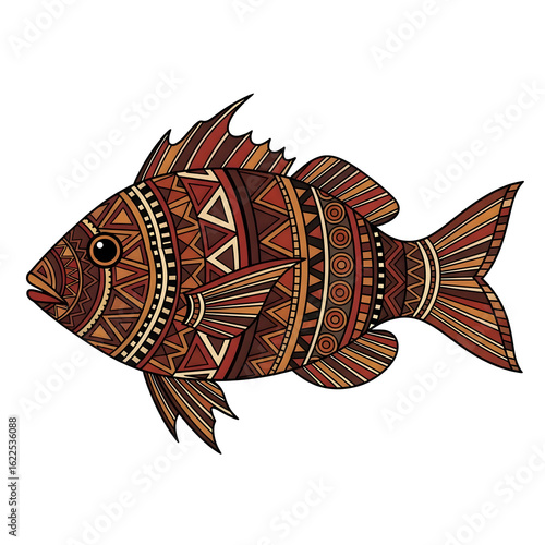 Intricate tribal fish illustration