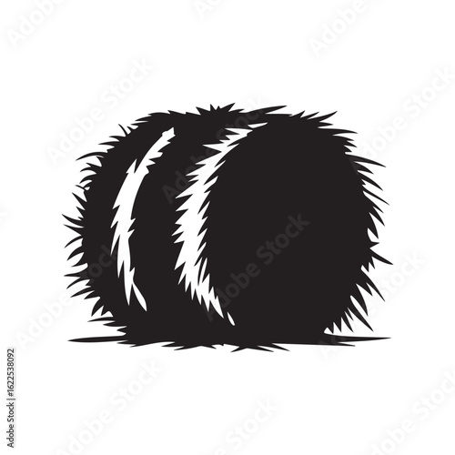 Hay Bale Silhouette Icon - Simple Vector Illustration for Farming and Agriculture