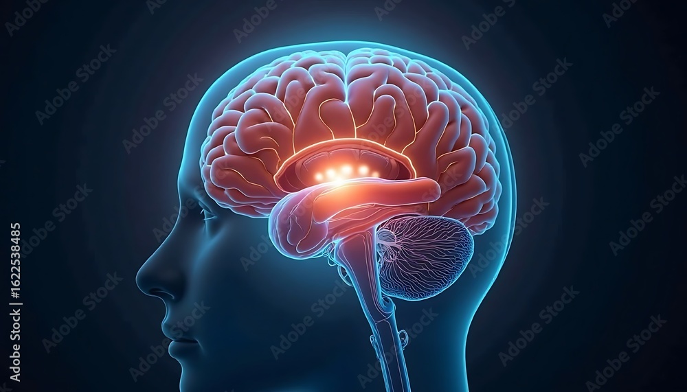 Obraz premium Human Brain Anatomy Visualization with Neural Activity