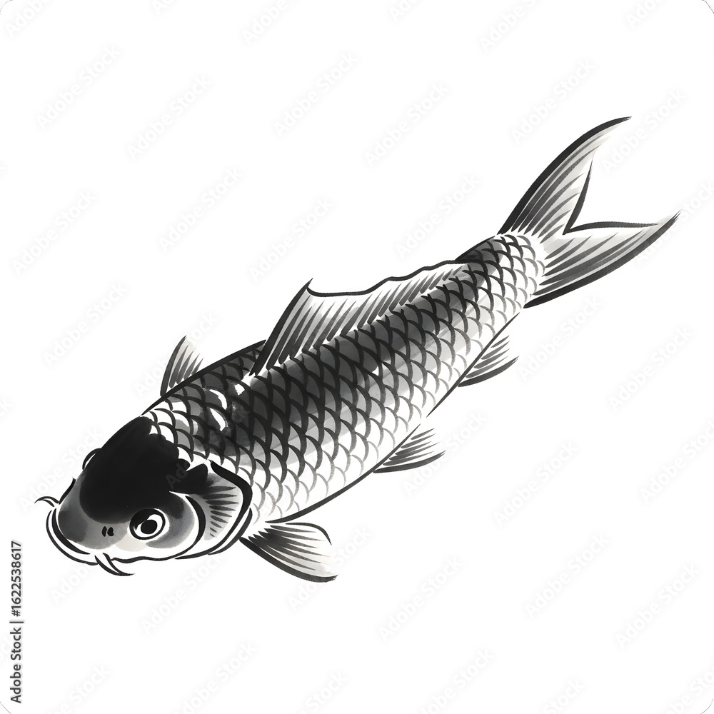 Obraz premium Elegant ink illustration of a koi fish
