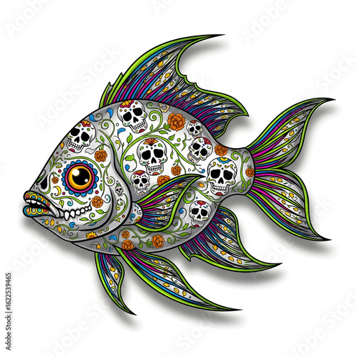 Day of the Dead fish art 