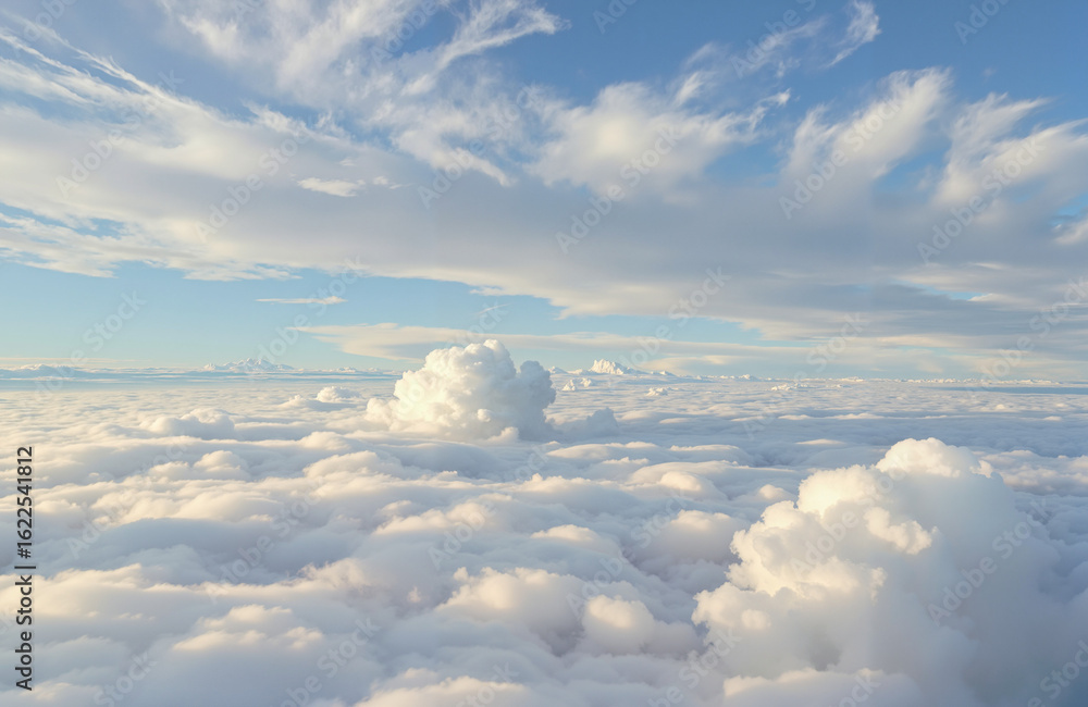 Fototapeta premium Aerial view of fluffy clouds against a blue sky during daytime 