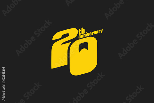 Bold Yellow 20th Anniversary Logos on Dark Background
